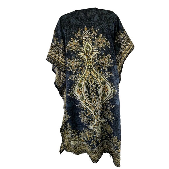 BOGO Cute Options Kaftan Rayon Paisley Gray Yellow Drawstring Waist Free Size - Picture 8 of 12